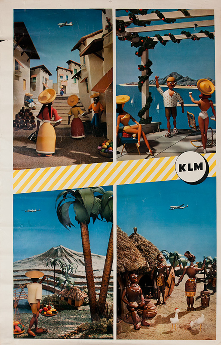 Original KLM Travel Poster Claymation Tropical Scenes