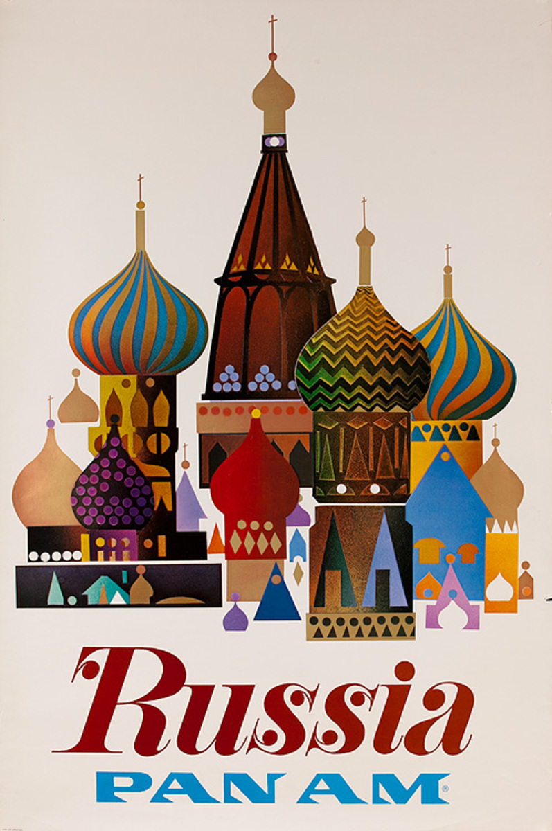 Russia Original Pan Am Travel Poster Onion Domes