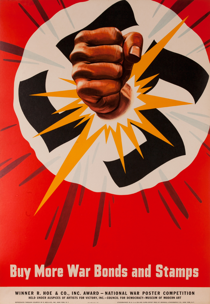 Buy More War Bonds and Stamps Original WWII Poster Broken Swaztika