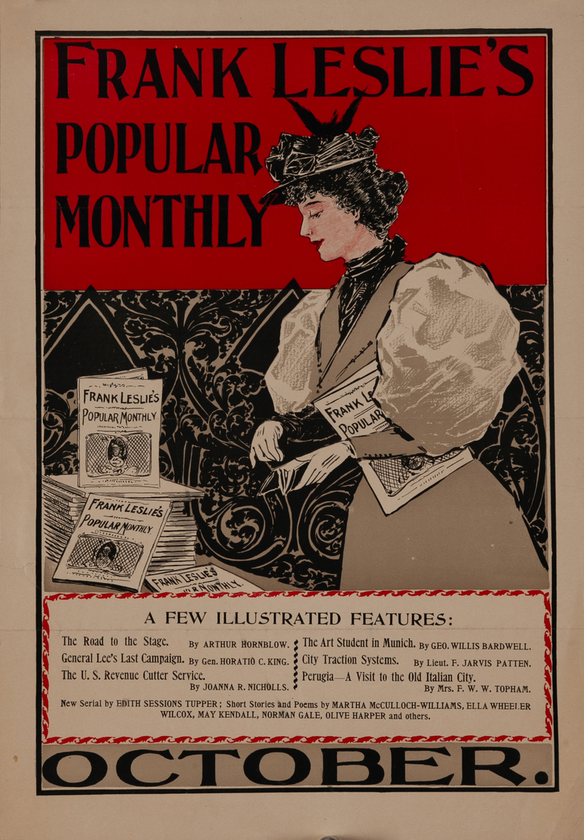 Frank Leslie's Popular Monthly October Original Literary Poster 