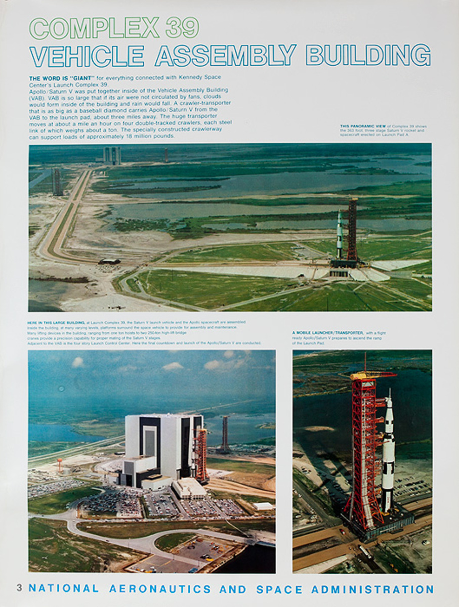 NASA Apollo Program Educational and Science Poster #3 Complex 39 Vehicle Assembly Building