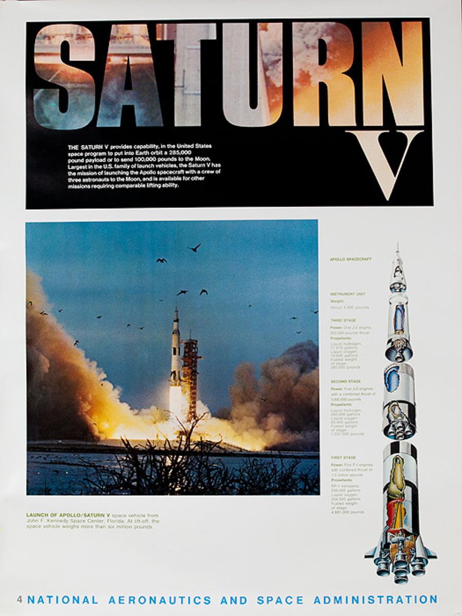 NASA Apollo Program Educational and Science Poster #4 Saturn V