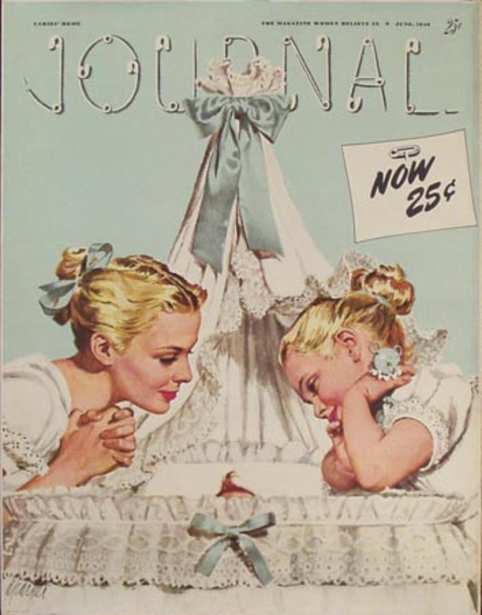 Ladies Home Journal June 1946 New Baby Original Advertising Poster