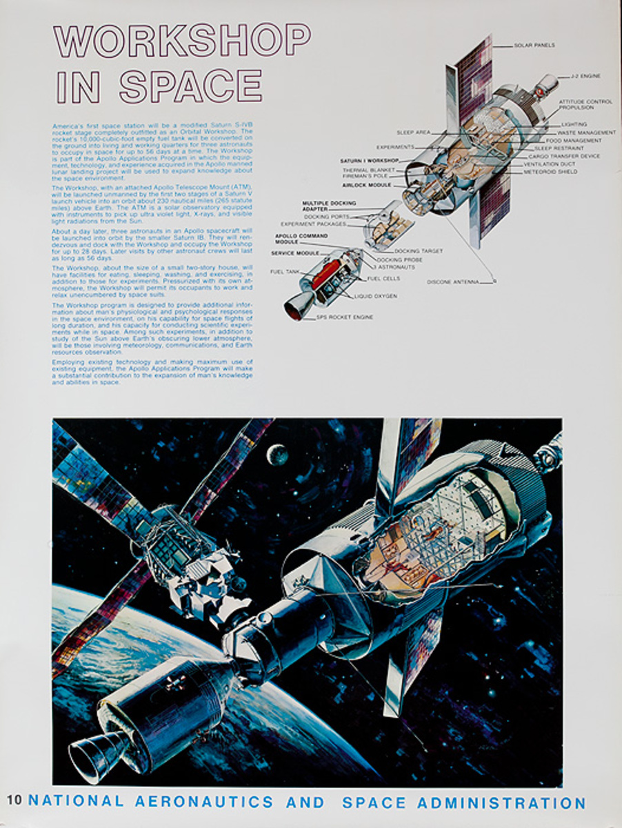 NASA Apollo Program Educational and Science Poster #10 Workshop in Space