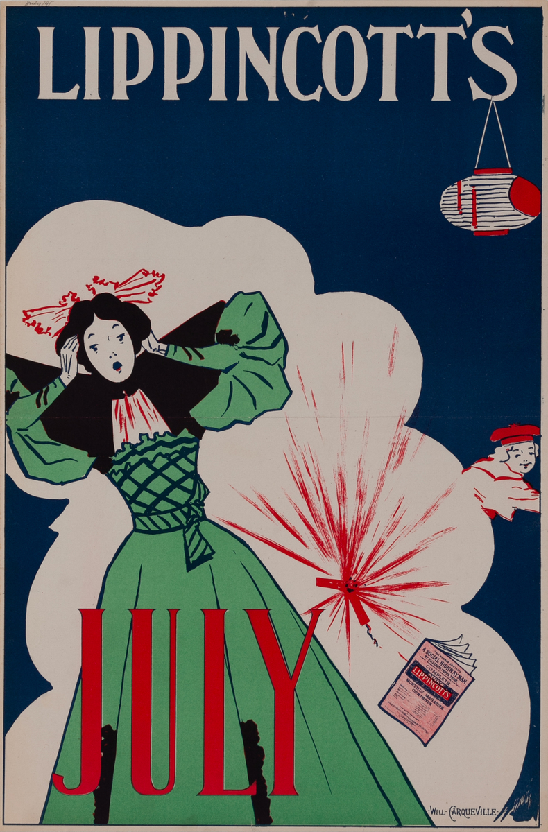 Lippincott's July Firecracker Original American Literary Poster