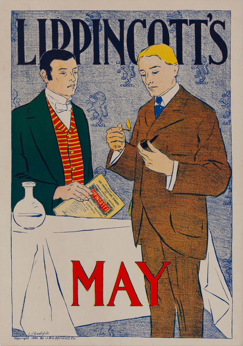 Lippincotts Magazine Original Literary Advertising Poster May 1896