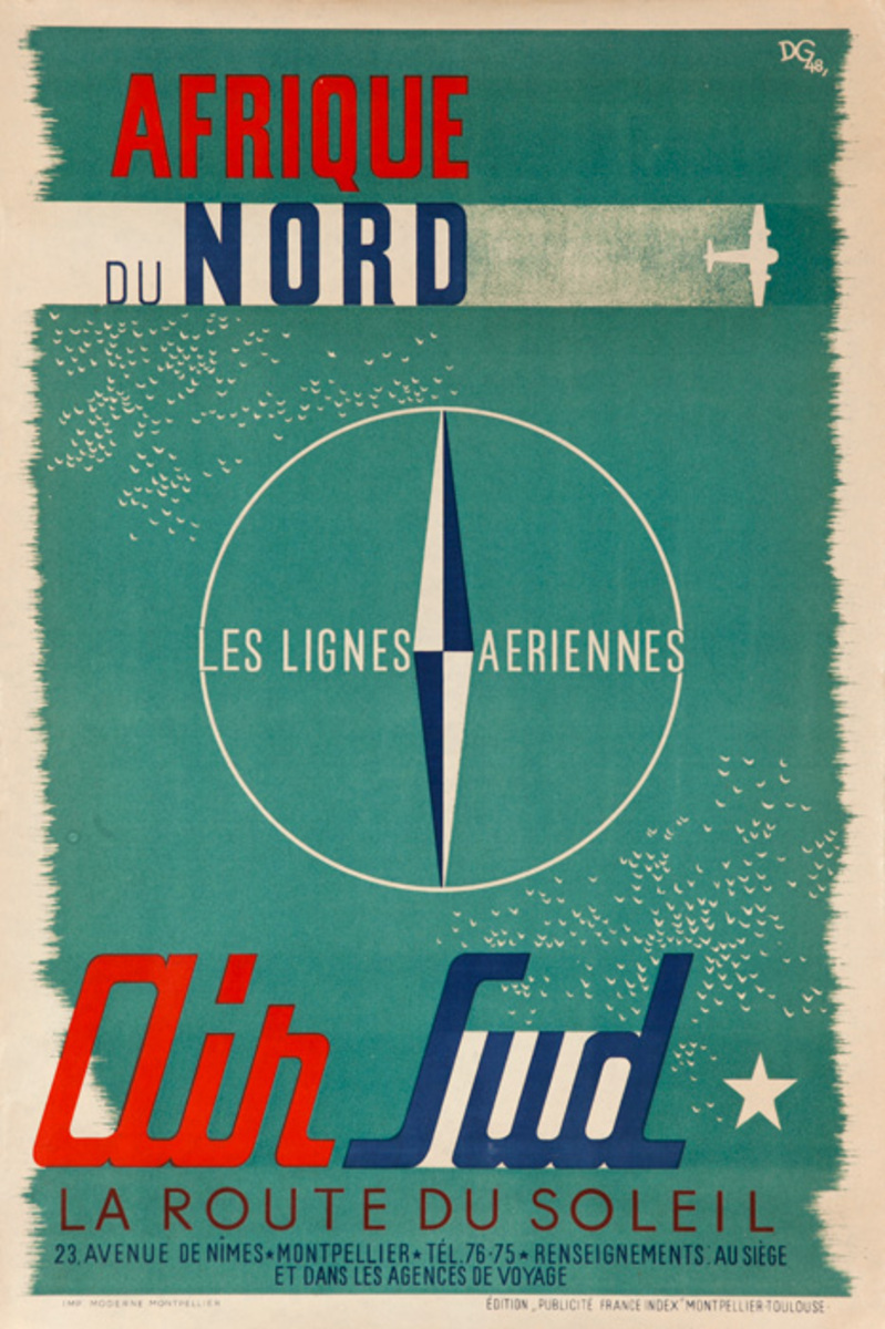 Original Air Sud Afrique du Nord Poster La Route du Soleil (The Route of the Sun)