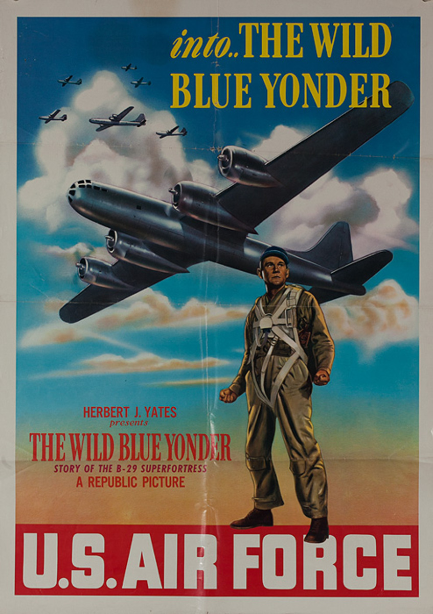 US Air Force Into The Wild Blue Yonder Original American Korean War Movie Recruiting Poster