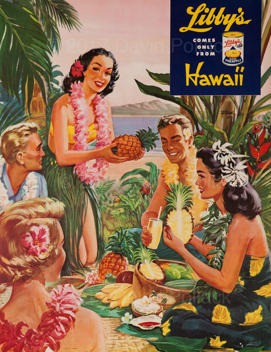 Libby's Hawaii Pineapple Original Advertising Poster Luau