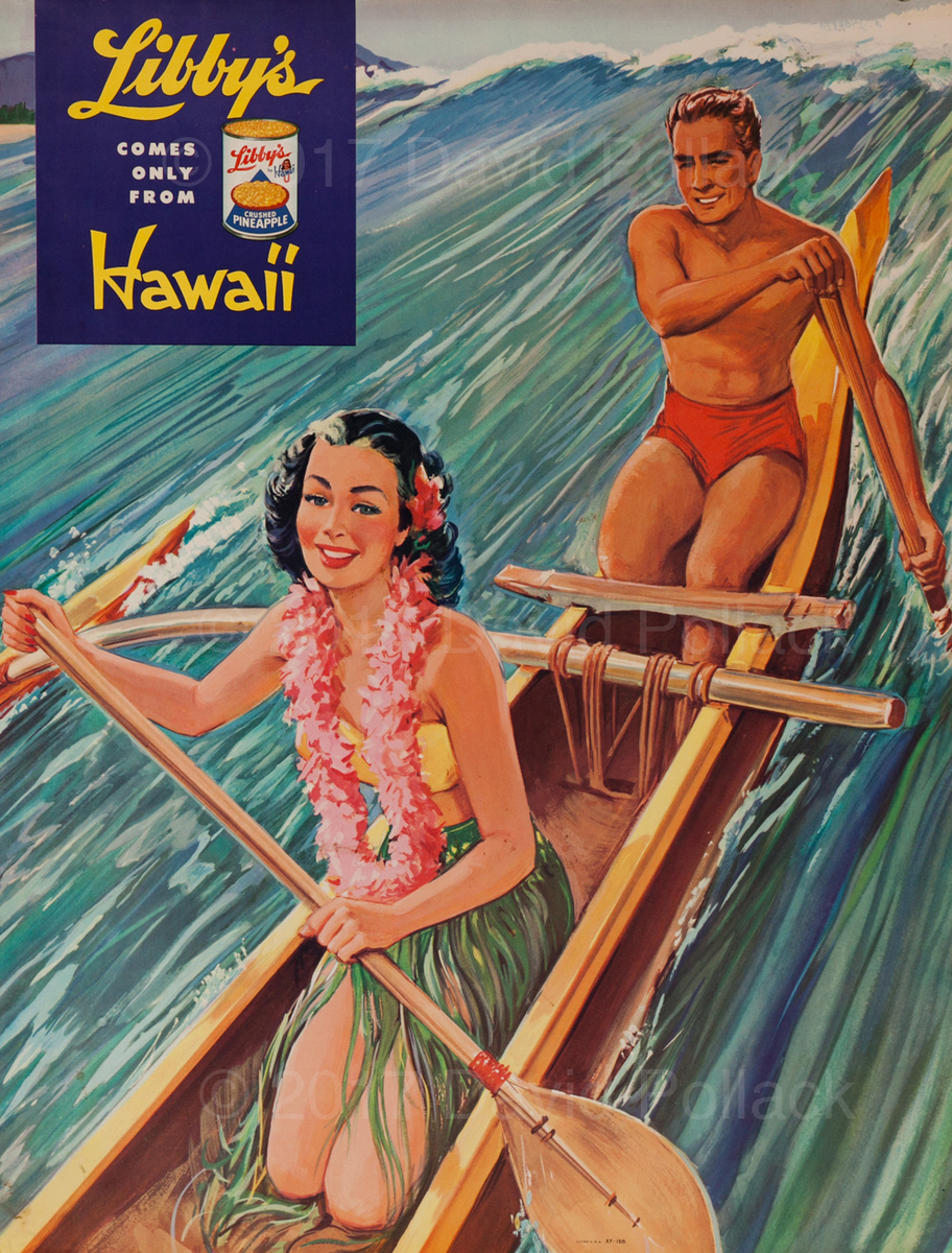Libby's Hawaii Pineapple Original Advertising Poster Outrigger