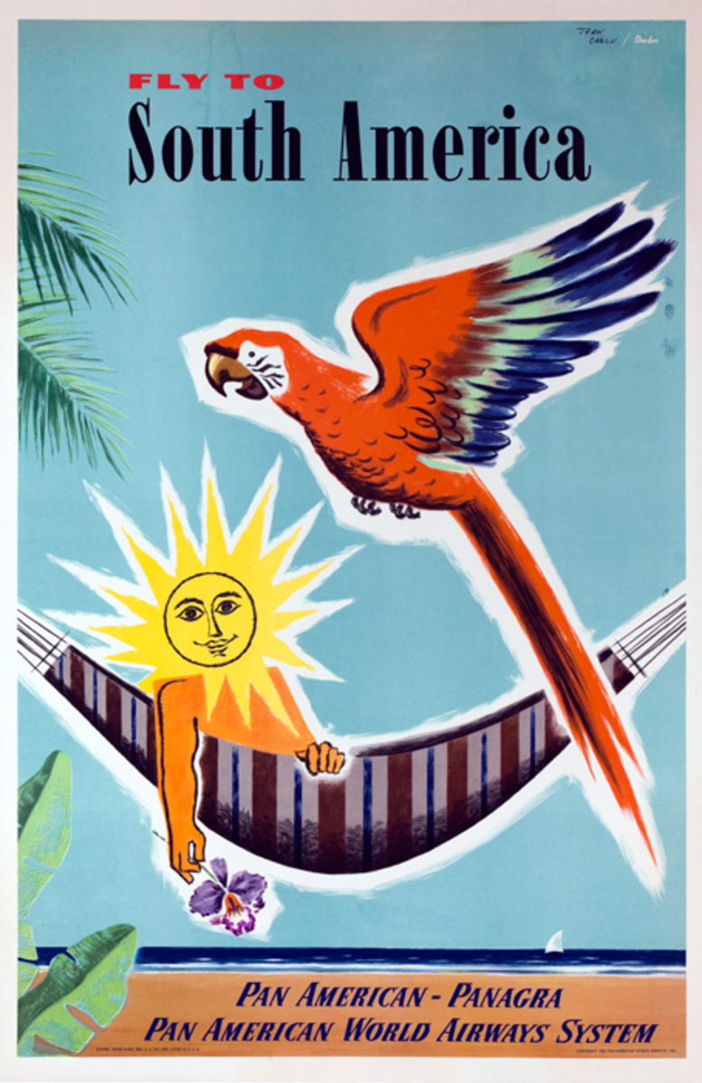 Fly to South America Original Pan Am Travel Poster