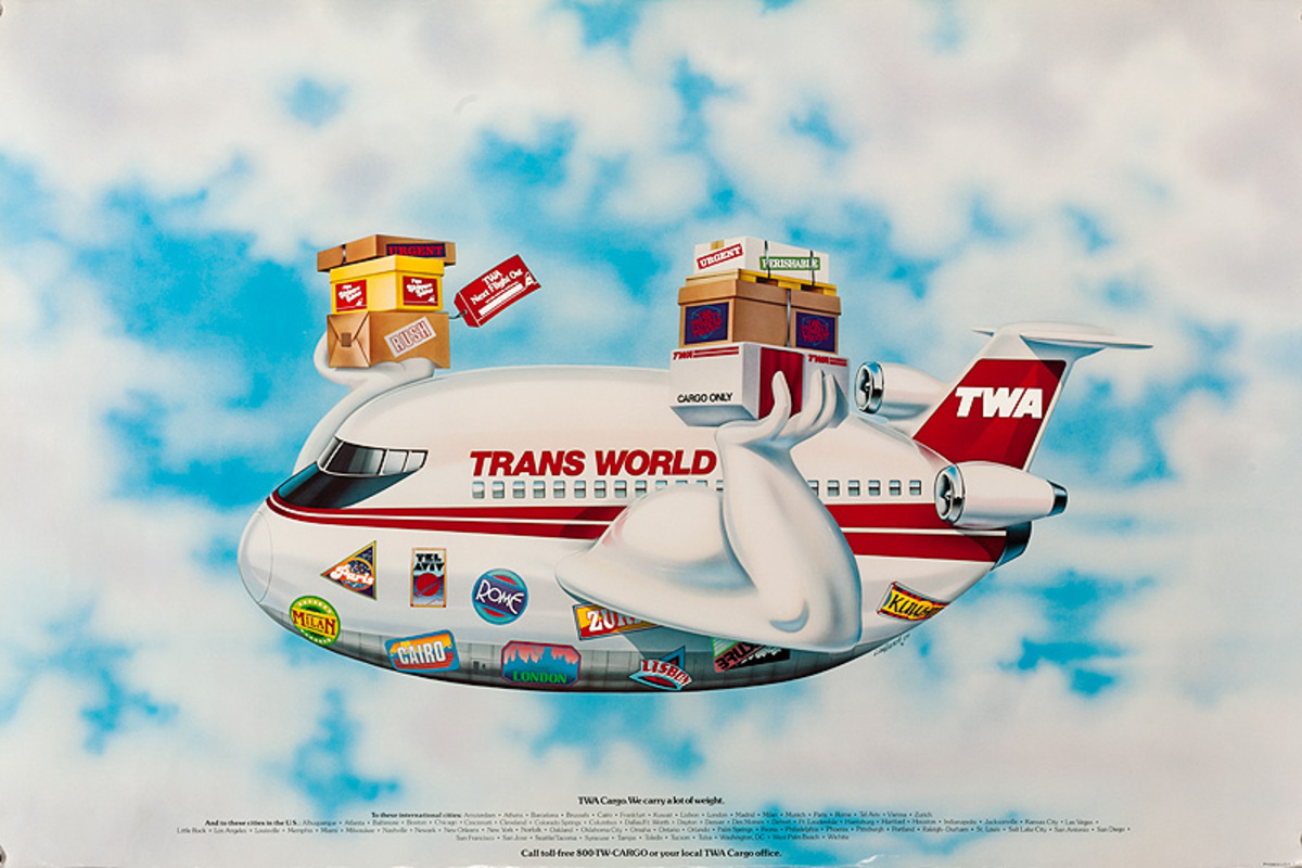 TWA Trans World Airways Original Cargo Poster
