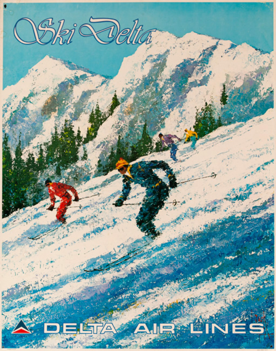 Delta Airllines Ski Delta Original Travel Poster