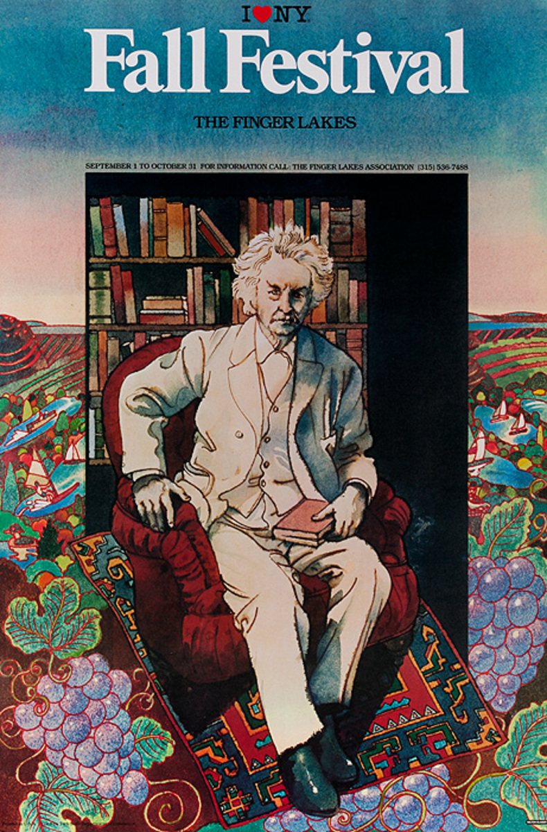 I love New York Fall Festival Original Travel Poster, Mark Twain