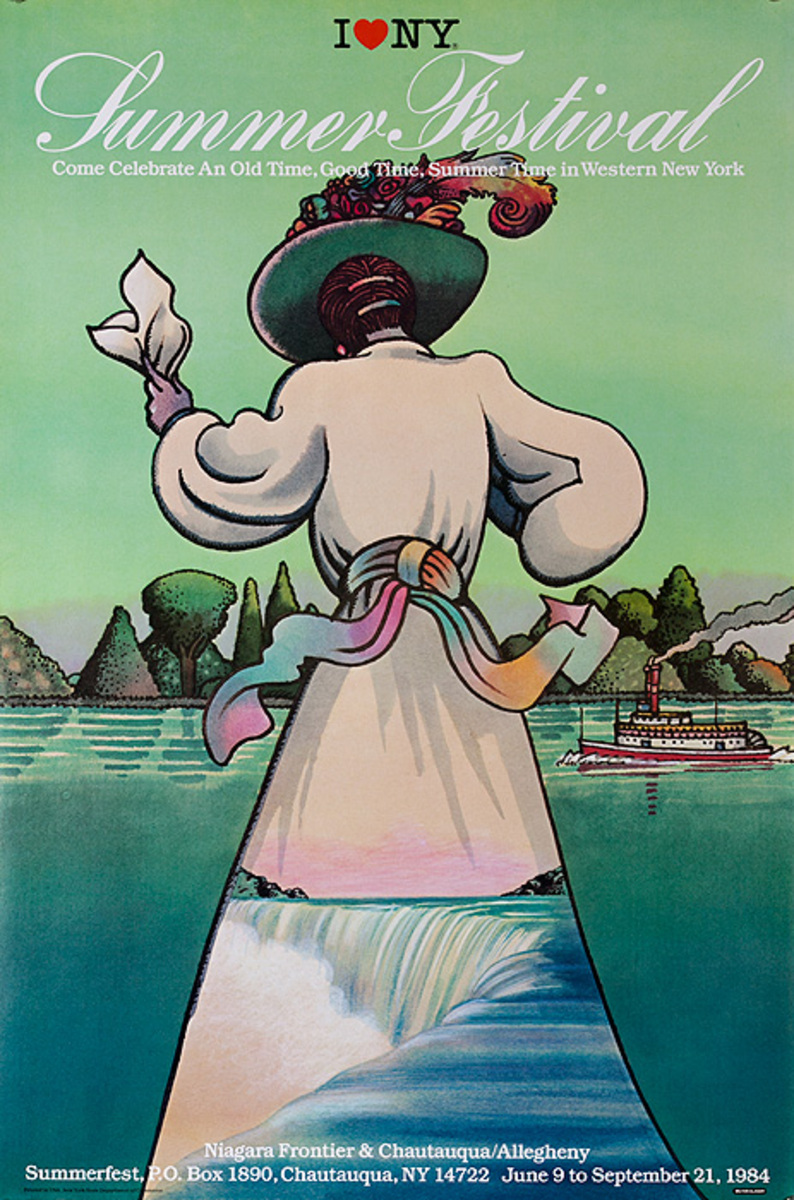 I Love New York Summer Festival, Original American Travel Poster  Woman's Back