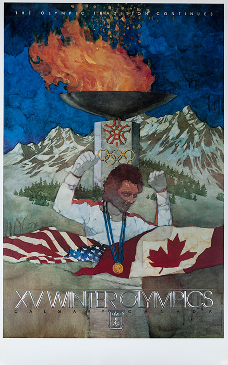 1988 Calgary Canada XV Winter Olympics Torch Poster