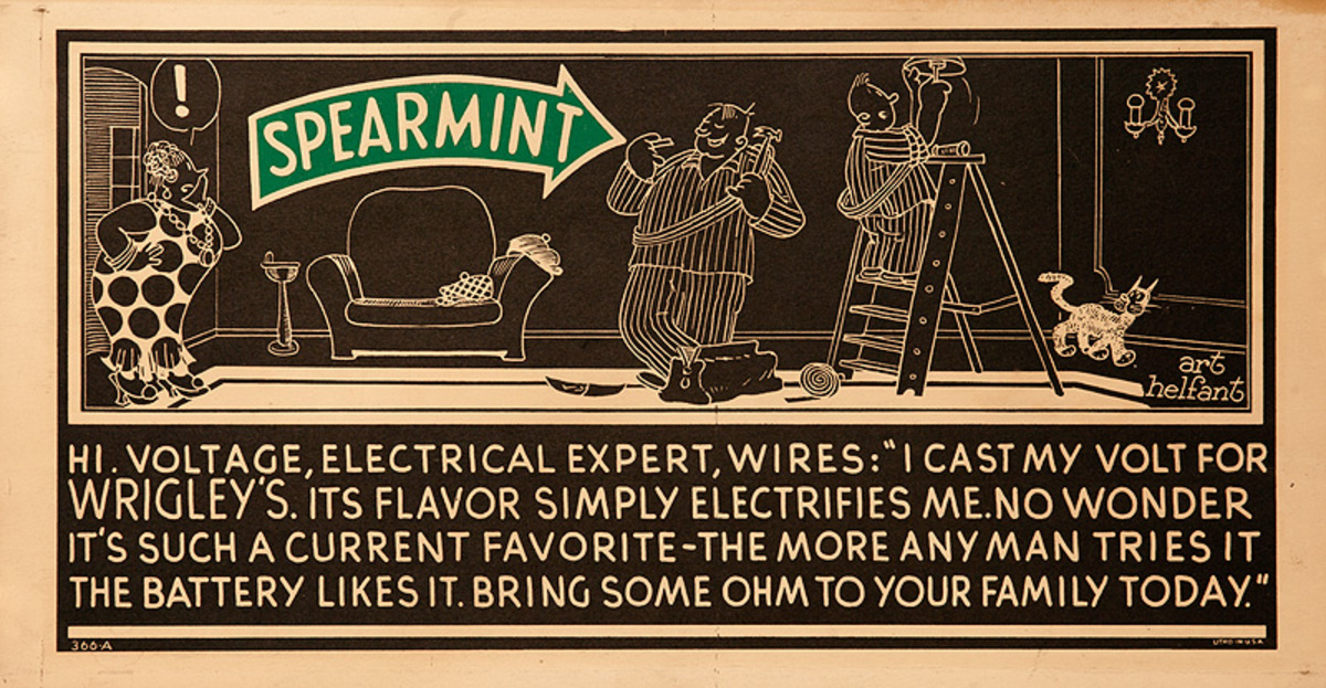 Wrigley's Spearmint Gum Original Trolly Advertising Poster, Hi Voltage 