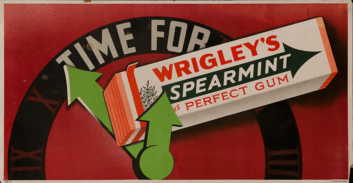 Time For Wrigley's Spearmint Gum Original Trolly Advertising Poster 