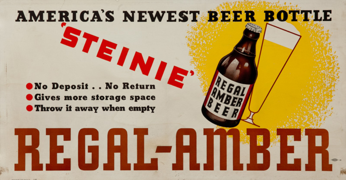 Regal Amber America's Newest Beer Bottle Steinie, Original Trolley Card Advertising Card
