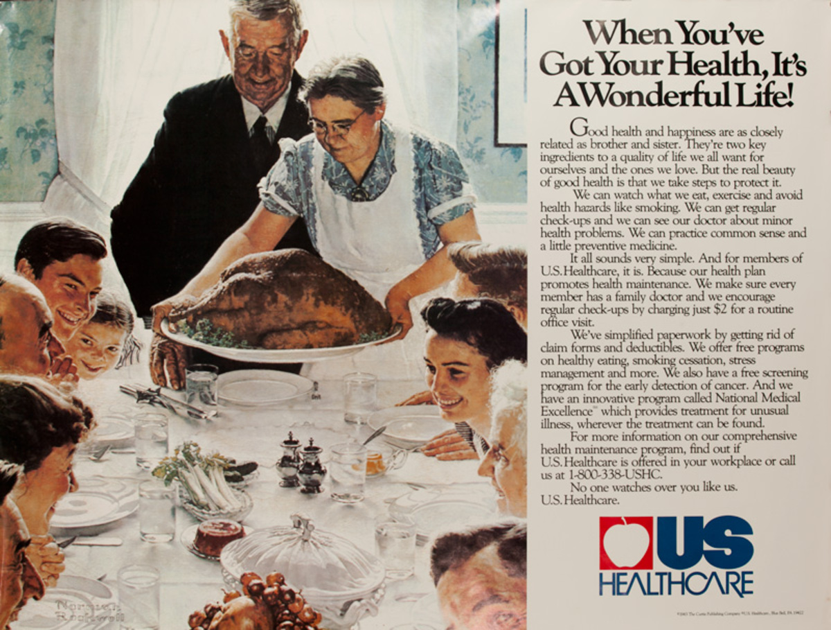 US Healthcare - U.S. Healthcare When You've Got Your Health, It's A Wonderful Life Original American Advertising Poster